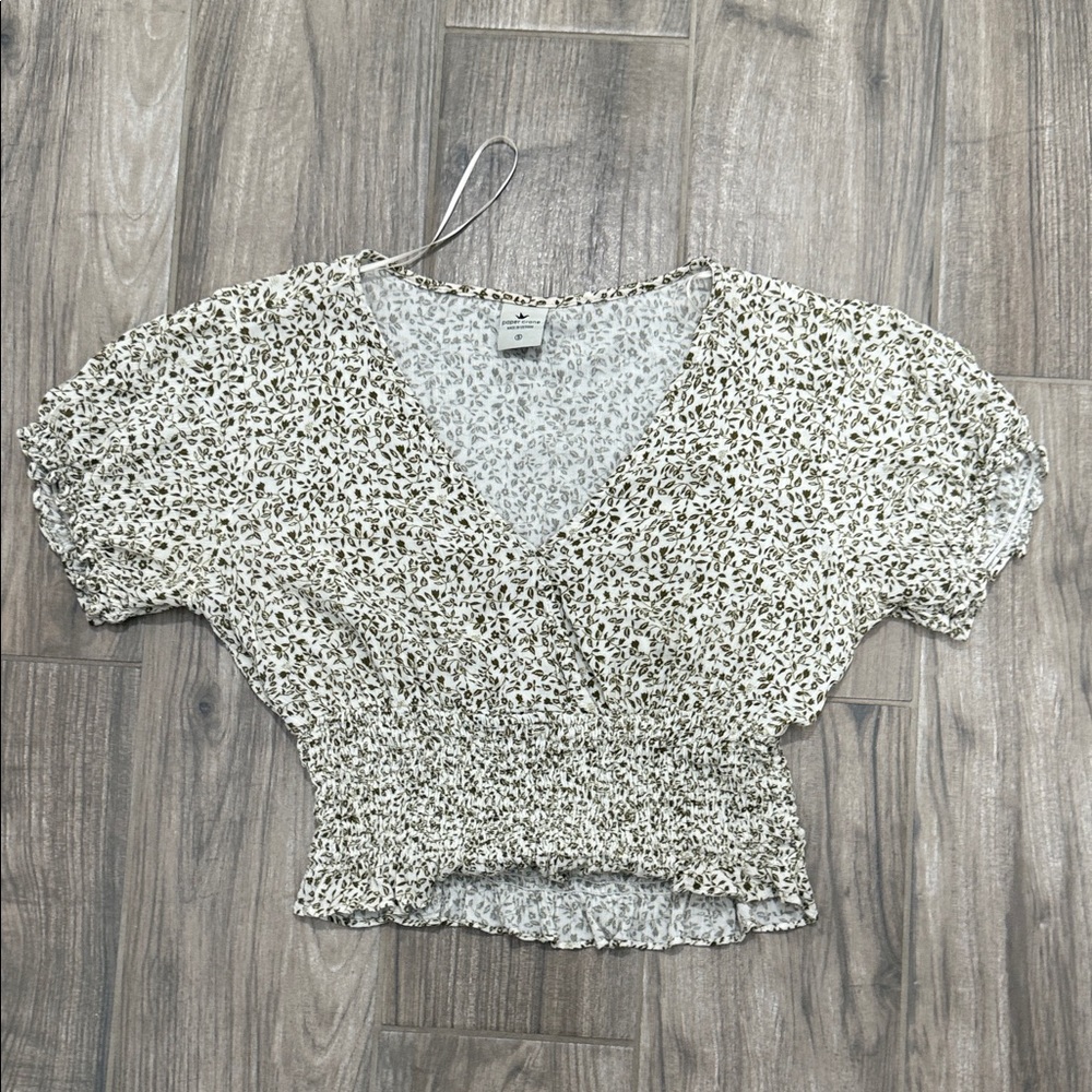 Paper Crane Cream and Brown Patterned Blouse